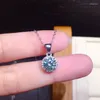 Pendants Classic S925 Silver Necklace 2ct Round Natural Green Gemstone Pendant For Women Fashion 925 Jewelry Collare Mujer