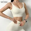 Yoga Outfit SOISOU Nylon Tracksuits Women's Yoga Set Sports Suit Gym Fitness Bra Leggings Women Lounge Wear Crop Tops Sexy 18 Colors P230504