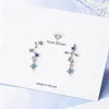 Stud Earrings Fashion Silver Color Asymmetric Big Dipper For Women Exquisite Zircon Long Tassel Chain Dangle Wedding Jewelry
