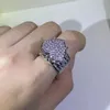 Bröllopsringar 925 Silver Exquisite Big Heart Ring 5A CZ Micro Pave Cubic Zirconia Fullt Iced Out Bling Hip Hop Punk Men Women SMYELLT 231127