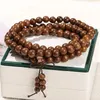 Strand JD Natural Golden Sandalwood Buddhist Buddha Armband Women Men 108 Wood Prayer Beads Mala Meditation Bangles Jewelry Bijoux