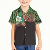 Camisas casuais masculinas Polinésia Tribal Fijian Totem Tattoo Prinha Kid Boy Children Fashion Hawaiian Cirt