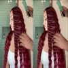 Syntetyczne peruki głębokie fala włosów wino czerwony dla kobiet t-części naturalny linia włosów burgundowy środkowy koronkowy front