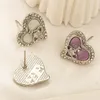 Diamond Heart Stud Earrings 여성용 귀걸이를위한 고급 선물 디자인 925 실버 보석 웨딩 파티 러브 이어링 디자이너 스테인리스 스틸 보석 도매