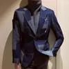 Men's Suits High Quality Patchwork Geometric Print Blazer Vintage Hombre Casual Suit Men Jacket Spring Plaid Stylish