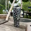 Leopard 40oz rostfritt stål tumbler personlig laserisoleringskopp med lock halm handel för vatten öl mugg koppar 1 st