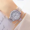 Relógios femininos Ladies Wrist Dress Gold Watch Crystal Diamond Aço inoxidável relógio de prata Montre femme 230426