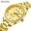 Wristwatches BELUSHI Men Watches Gold Stainless Steel Quartz Watch Top Waterproof Business Clock Male Military Sport Wrist