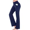 Pantaloni attivi Pantaloni casual da donna con taglio a stivale Pantaloni da allenamento elasticizzati a vita alta 2023 Moda tinta unita Yoga Plus Size