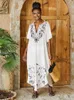 Damskie stroje kąpielowe 2023 Bohemian krawata barwnik w paski Bikini pokrywki długie tunika seksowna kaftan dres plus size plażowa garnitur pływactwa Pokrycie Q1517 230426