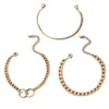 Link bransoletki wielowarstwowe 3pcs punkowy zestaw łańcucha dla kobiet Miami Boho grube złoty urok bransoletki biżuteria mody