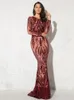 Dress Gold Long Sleeve Stretch Sequin Maxi Dress Floor Length Full Lining O Neck Evening Night Gown Green