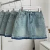 Kjolar lauri laki vintage a-line denim kjol kvinnor avslappnad klassisk blå hög midja rak jeans sommar 2023