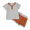 Kleidung Sets Sommer Baby Kleidung Set Jungen Kurzarm Elefant T-Shirt Tops Streifen Shorts Kleinkind Junge Zweiteilig