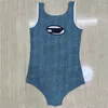 Ihåliga bokstäver bodysuits stickor toppar för kvinnor ärmlös tank broderi design en bit baddräkter