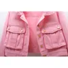 Kurtki damskie Koreańskie moda różowe kurtki dżinsowe kobiety Spring Slim Student Student Cowboy Owezyjna odzież Big Pocket Casual Dżines płaszcz Kobieta 230427