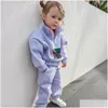 Ensembles de vêtements Ensembles de vêtements Hiver Chaud Garçons Épaissir Demi-Zip Veste Polaire Pantalon Bébé Garçon Survêtement Enfants Vêtements Enfant Fille Outfit 2 Dhzq4