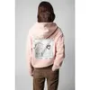 Zadig Voltaire 23aw Women's Hoodies Ny fransk stil ZV -tröjor Foto vit bläck digital tryckning med varm diamantborstad tröja