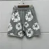 Men's Shorts Black Gray Puff Print Men Women High-Quality Drawstring Breeches