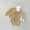 Kläder set Korea Ny baby pojke spårdräkt fast färg tröja byxor 2st sportdräkt småbarn barn kläder flickor kläder set