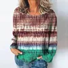 Dames T-shirts VintageWomen'sLongSleeve Streeppatroon Katoenen T-shirt Herfst O-hals Casual Loose Fit Plus Size Kleding