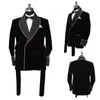 Men's Suits Blazers Winter Black Velvet Men's Smoking Overcoat Red Long Jacket Groom Party Prom Coat Business Wear Clothing Only 1 Blazer With Belt 231118