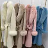 Women's Fur Faux Fur Long Wool Blended Female Winter Jacket Women Natural Fox Fur Collar Cuffs Coat Warm Chinese Korean Fashion Outerwear 231127