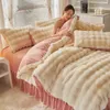 Ensembles de literie Hiver luxe microfibre roi ensemble textiles de maison en peluche chaude housse de couette drap de lit avec taie d'oreiller 4 pièces linge 231127