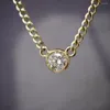 Chains Necklace Diamond 0.20ct Wedding 18K Solid Yellow Real Gold Jewelry(AU750) Women Clavicle Chain Bubble Lady