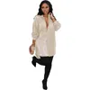 Robes décontractées Mode Glitter Paillettes Chemise Robe Femmes Revers Cardigan Cardigan Femme Chic Discothèque Club Party Robe Lâche