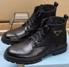 Botas de tornozelo monolíticas masculinas de inverno, couro preto escovado, nylon, cadarço, sola de borracha técnica, bota de combate para cavalheiro, caminhada