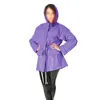 Women's Jackets Sexy Shiny PVC Leather Hooded Jacket Coats Loose Long Sleeve With Pockets Hoodies Raincoats Clubwear High Street S-7XL