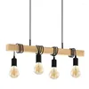 Lampes suspendues personnalité créative lustre de salle à manger en bois simple allée de cuisine nordique 4 lampe noire