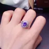 Anelli a grappolo Tanzanite blu naturale Gemma femminile Anello di lusso Solido argento sterling 925 Cambia colore Gioielli di fidanzamento di nozze 6X8MM