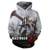 Hoodies masculinos mazinger z anime robô 3d impressão homens mulheres moda moletom oversized hoodie harajuku crianças pullovers roupas de treino