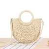 2-color Simple wind ins semi-round straw braided bag beach hand braided bag