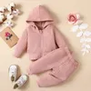 Conjuntos de roupas para bebês recém-nascidos, primavera outono inverno rosa boné com zíper calças de manga comprida moda terno fofo