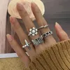 three Cluster Rings Nail ring rings designer for women gifts for men mens ring heart ring alloy love finger design joint ring three piece set unisex silver wholesale