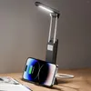 Bordslampor USB Läsning Ljus laddningsbar ögonskyddsstudie 3-växlad Dimning Power Bank Telefonhållare för hemma utomhus