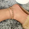 Cavigliere INS Bling Crystal Miami Cuban Cavigliera Catena da tennis per donna Uomo Fashion Shine Strass Foot Summer Beach Jewelry