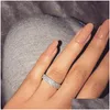 Anillos Precioso Simple 3 Filas Anillo de Diamante Blanco para Mujeres 925 Sterling Sier Band Joyería Promesa Novias Anillos Bague Femme Drop Deliv Dhx95