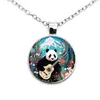 Chaînes 2024 Collier de panda à la mode et charmant Collier de dessin animé mignon Pendentif en verre Bijoux pour femmes Cadeaux à des amis