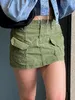 Dresses IAMHOTTY White Cargo Mini Skirt Women Dropped Waist Straight Pencil Skirts Vintage Grunge Skirt Casual Basic Bottoms Y2K Outfit