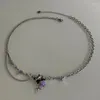 Chaînes Black Purple Star Collier irrégulier Spicy Girl Pendentif Titane Acier Verrouillage Chaîne d'os