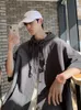 Chemises décontractées pour hommes Gmiixder Hooded Shortsleeved for Men Women Japan Summer Trend Cityboy Solid Blouse Unisex Cargo Button Up Shirt Jacket 230426