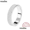 Anillos Precioso Simple 3 Filas Anillo de Diamante Blanco para Mujeres 925 Sterling Sier Band Joyería Promesa Novias Anillos Bague Femme Drop Deliv Dhx95