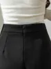 Damen Shorts QOERLIN Frauen Hohe Taille Chic Woolen A-line Casual Büro Dame Feste Weibliche Zurück Zipper Hosen 2024