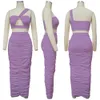 Yeni Tasarımcı Toptan Kadın Elbise Setleri Beautiful Hollow Out bir omuz mahsul üst ve uzun etek İki parçalı Set Yaz Etek 2 PCS Takım elbise Toptan Kıyafetler 9795