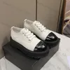 Designer Casual Schoenen Echt Leer Kalfsleer Gesplitst Veelkleurig Wit Zwart Grijs Dames Veelzijdige Sneakers Dikke Zool Hoge Klassieke Loafers