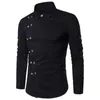 Men's Dress Shirts Turn Down Collar Cotton Men Shirt Buttons Long Sleeve Diagonal Double-breasted